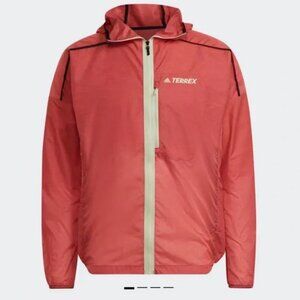 Adidas Terrex Orange/Peach Wind Jacket w/Hood and Packable Front Pocket (Small)